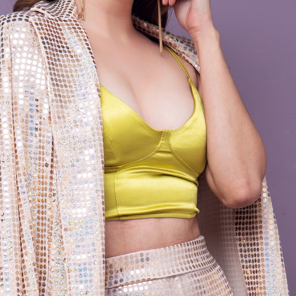 Beautiful green metallic zara crop top.